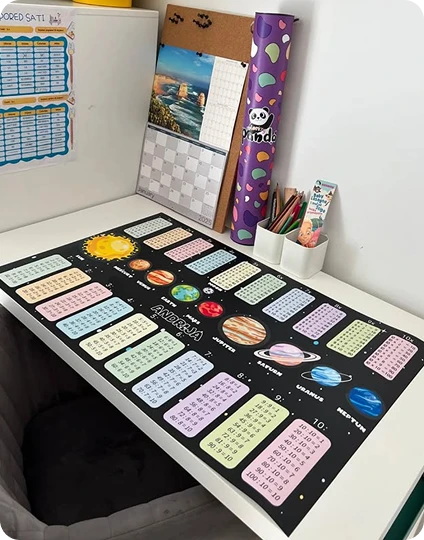 Coloring Panda podloga Sunčev sustav na dječjem stolu
