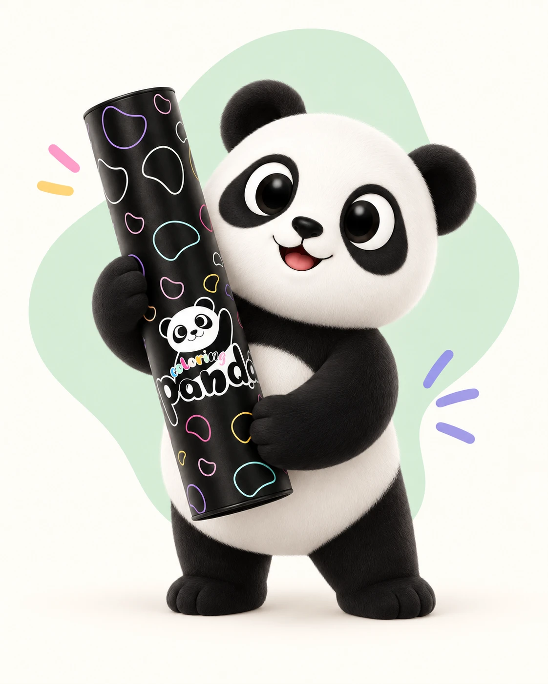Coloring Panda pokazuje veliku bojanku u roli