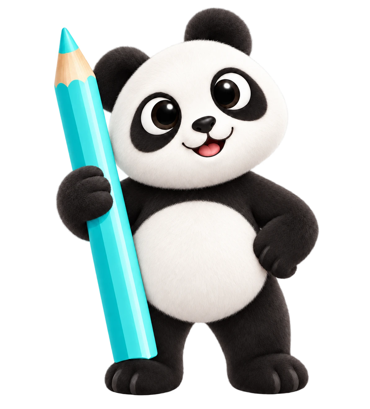 3D Coloring Panda drži veliku olovku